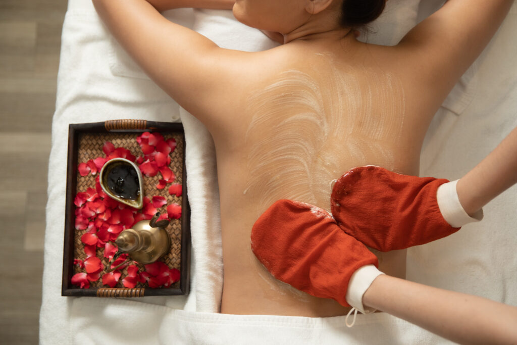 Body scrub Bangkok Moroccan exfoliation treatment 60 minutes luxury skin therapy Treasure Spa