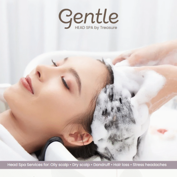 Head spa treatment at Gentle Head Spa by Treasure Bangkok with scalp massage and deep cleansing